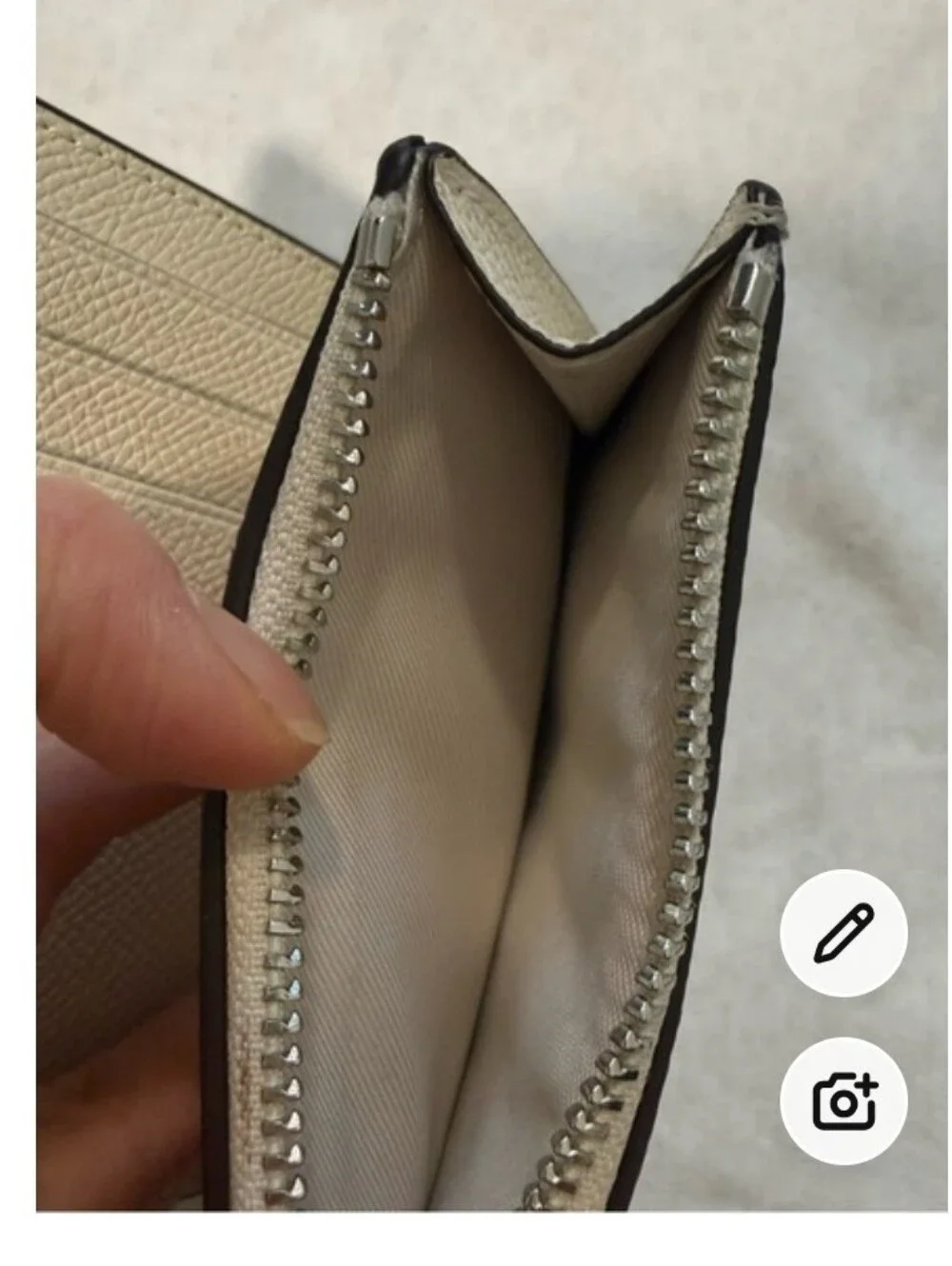 Coach Cream Refined Pebbled Leather Wallet